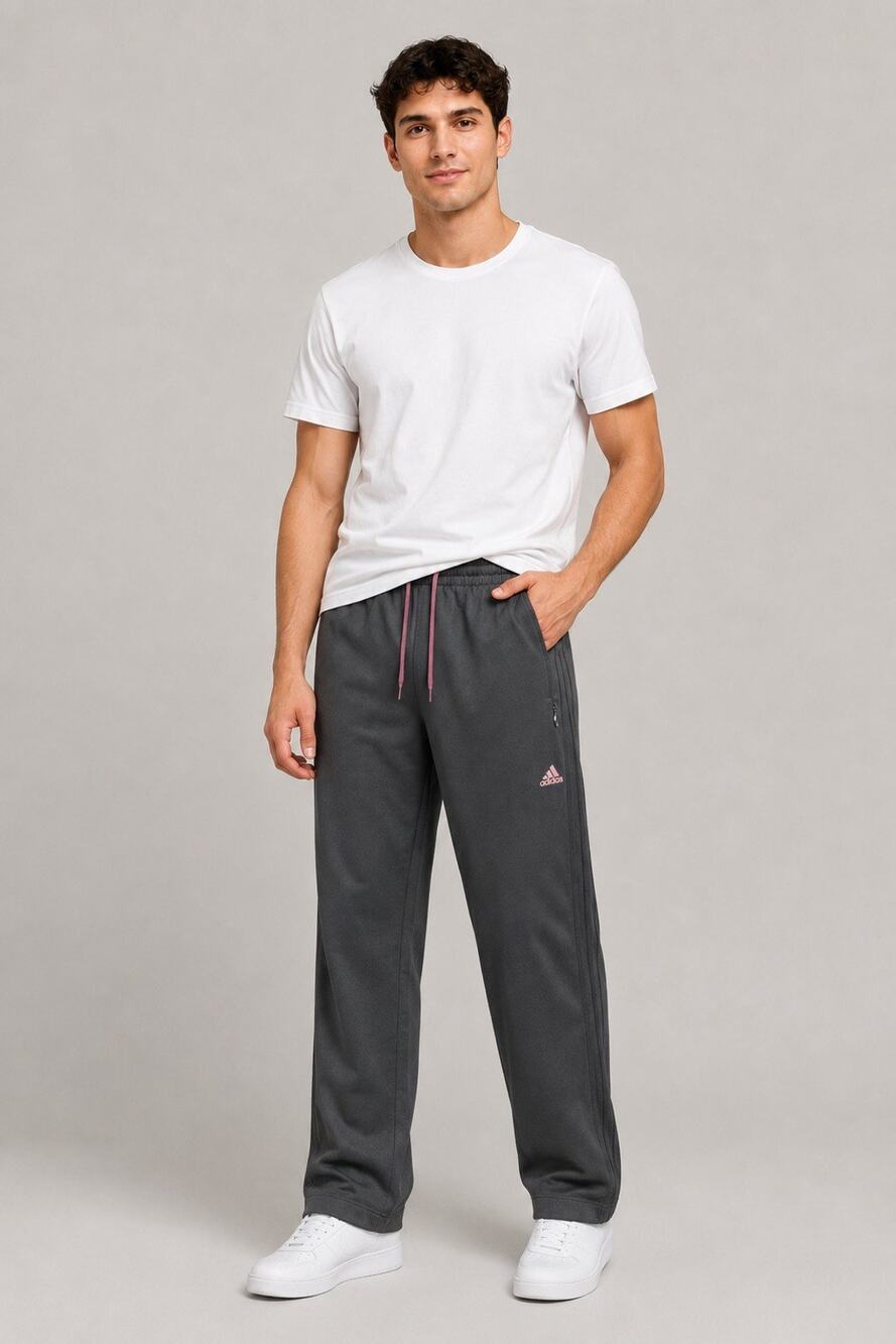 Adidas Menโs Large Black Burgundy 3 Stripe Track Pants Zip Pockets Ankle Y2K Gym